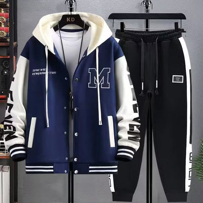 Men's Hooded Tracksuit Set Hoodie Jogger Pants 2 Piece Fashion Sports Wear Korean Popular Clothes Men Plus Size Men's Clothing