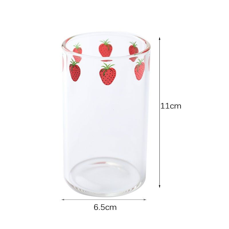 Canecas de Café Leite Água Resistentes ao Calor com Canudos Ins Nana Morango Óculos, Copo de Canudo Transparente para Sucos Smoothies Bebidas Geladas Fofo