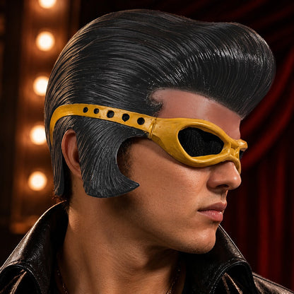 Classic Pompadour Hair Latex Mask Full Head Rock and Roll Performer Costume Mask Halloween Cosplay