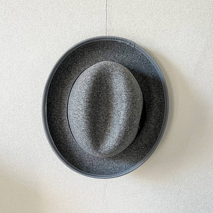 New British Style Wool Felt Fedora Hats for Men Roll Up Brim Homburg Gentleman Church Jazz Hat Party Dress Cap