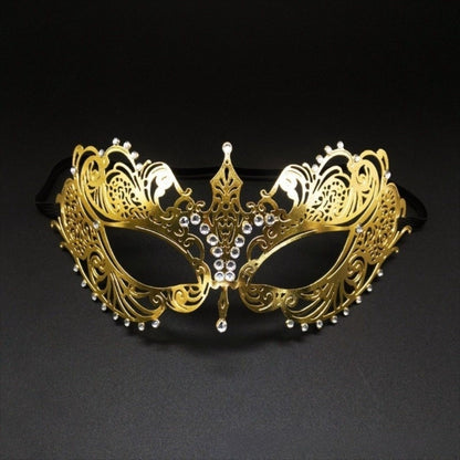 New Vintage Half Face Mask Lace Metal Elastic Bands Masquerade Party Mask Hollowed-out Diamond Inlaid Princess Mask