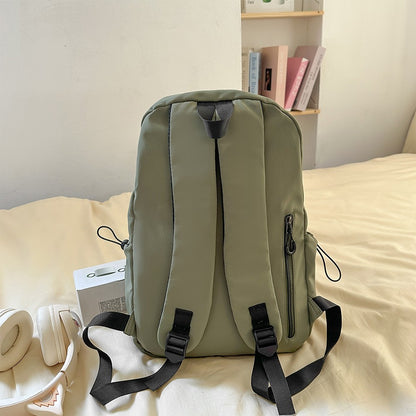 Korean Style Simple Solid Color Zipper Computer Backpack, School and Commuting Backpack