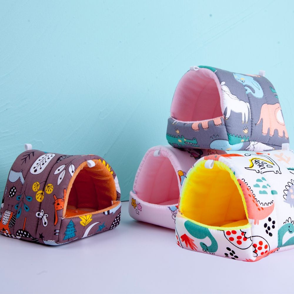 Inverno Bonito Desenho Animado Coelho Esquilo Mini Gaiola Ninho de Porquinho-da-Índia Pequenos Animais Ratos de Estimação Cama Casa de Hamster Quente Macia