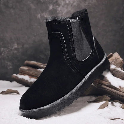 2025 Novas Botas Masculinas de Inverno Quentes de Pelúcia Botas de Couro Casuais de Cano Alto Sapatos de Neve da Moda para o Ar Livre