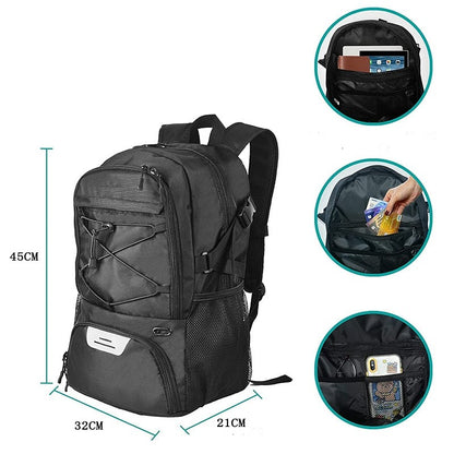 Mochila de basquete grande, bolsa esportiva com compartimento separado para bolas, compartimento para tênis de basquete, futebol, vôlei, natação, academia, viagens