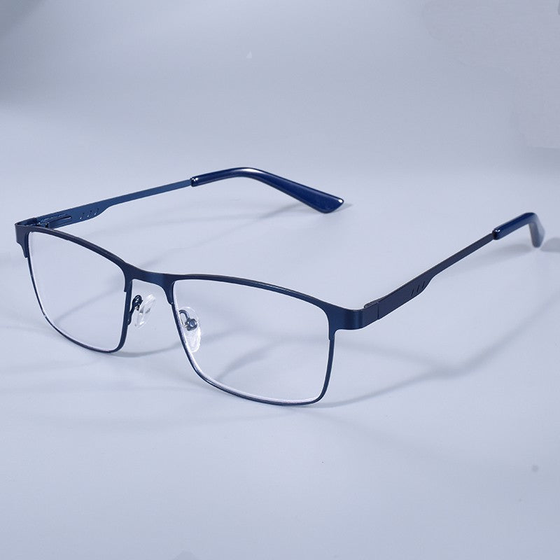 Homens Quadrados Metal Armação Grande Leitura Dobradiça de Mola Óculos de Presbiopia Bloqueio de Luz Azul Proteção Ocular Óculos +75+125+175+4