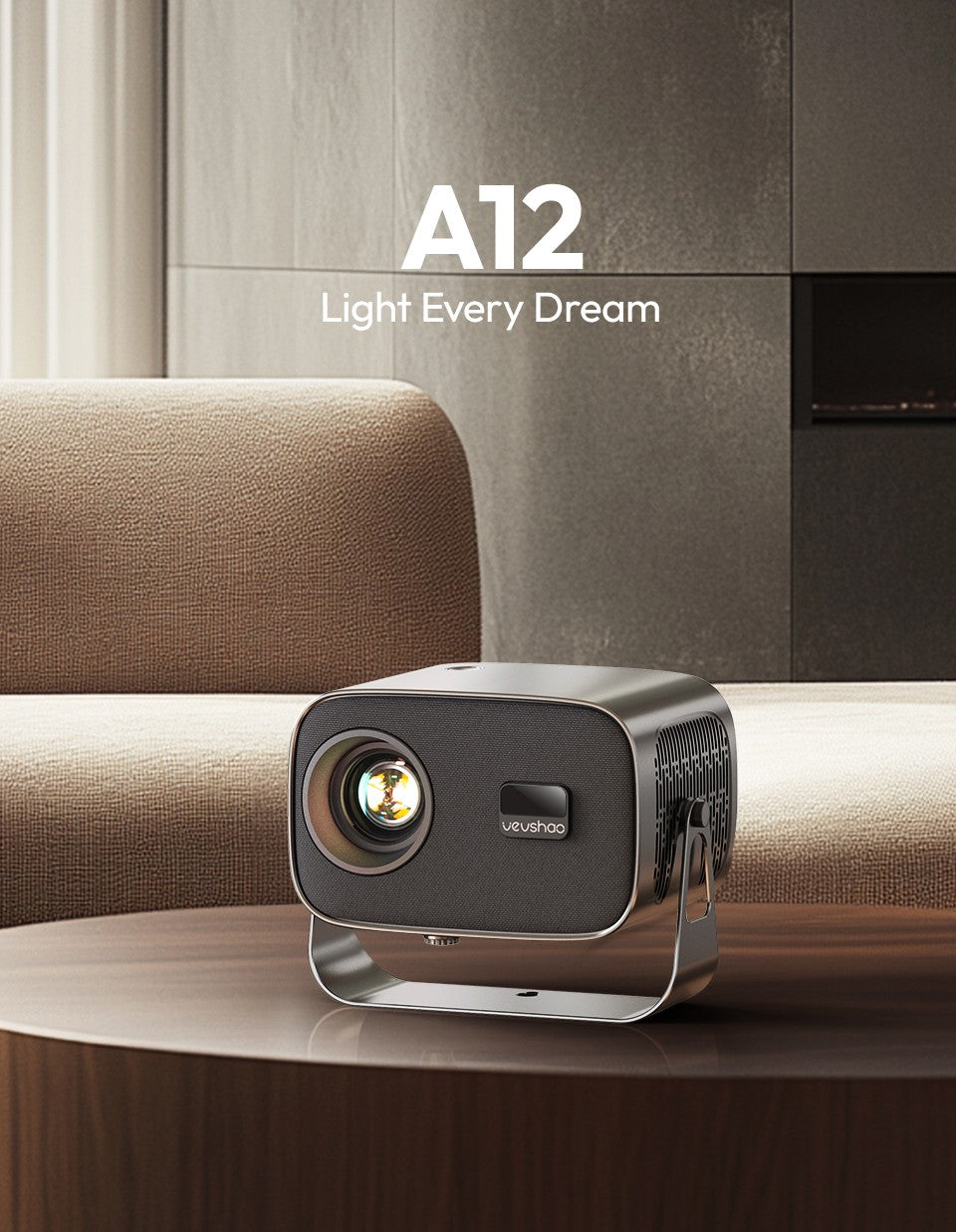 VEVSHAO A12 Projector Mini Portable  LED Video Android 13.0 WIFI 6 Mirror SmartPhone for 1080P 4K Video Home Cinema Projector