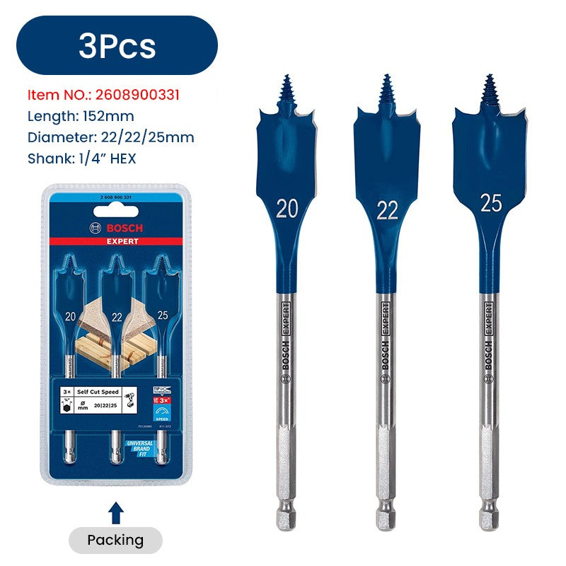 Brocas Bosch Expert para Madeira com Rosca Autoperfurante, Haste Sextavada de 1/4", Acessórios para Ferramentas Elétricas, para Parafusadeira Elétrica