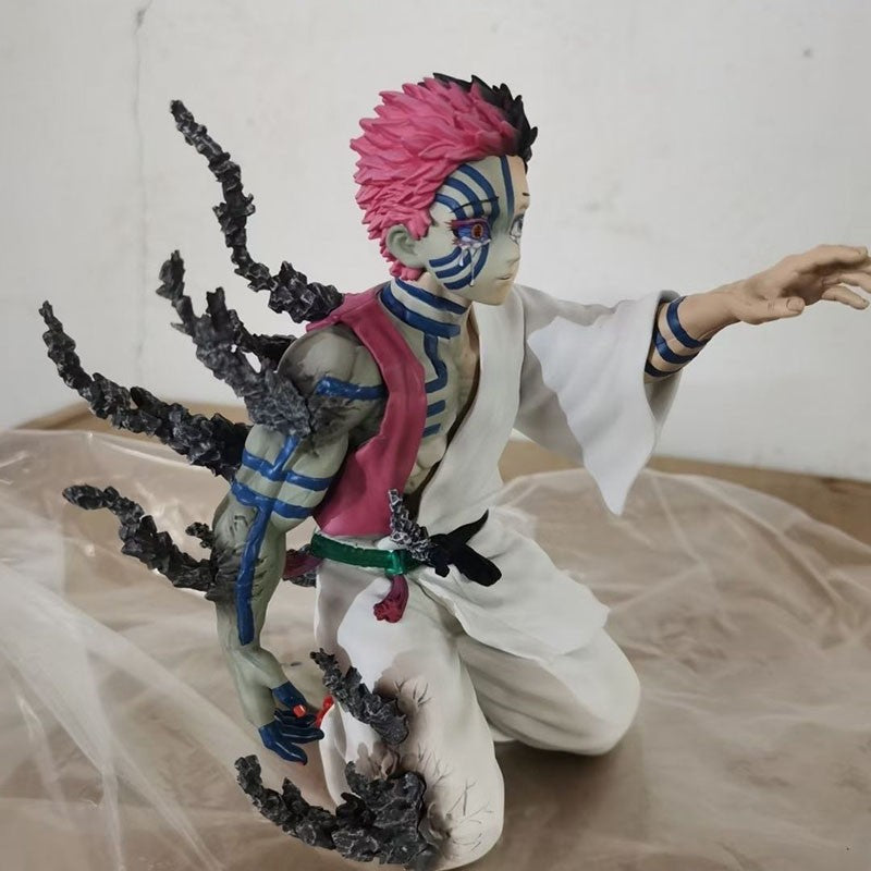 17cm Demon Slayer Figure Akaza Anime Action Figure PVC Estatueta Colecionável Modelo Brinquedos Infantis Presentes de Halloween Boneca Enfeites