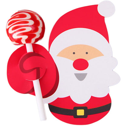 Christmas Lollipop Paper Cards Cartoon Santa Claus Penguin Snowman Kids Candy Gifts Package Wrapping New Year Party Decoration