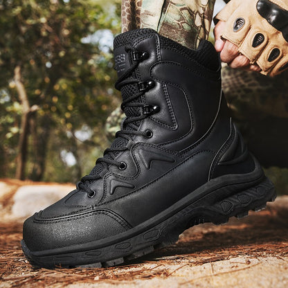 Botas masculinas de caminhada, combate ao ar livre, táticas casuais, versáteis e da moda
