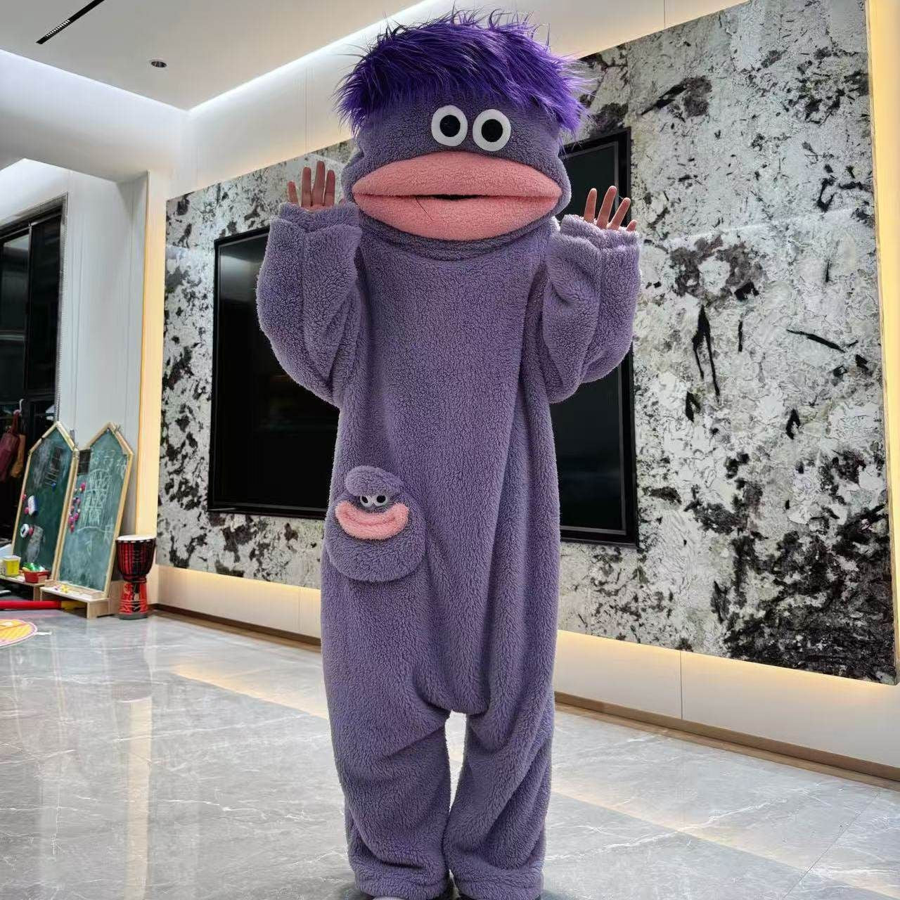 Hot Big Mouth Monster Cute Funny Onesie Pajamas Thickened Coral Fleece Homewear For Couples Men Women Autumn Cartoon Pajamas