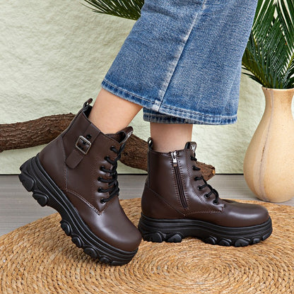 Bestselling Height Increasing Women2025Autumn and Winter New Fleece-Lined Non-Slip Short Boots for Petite Thick-Soled Faux Wool