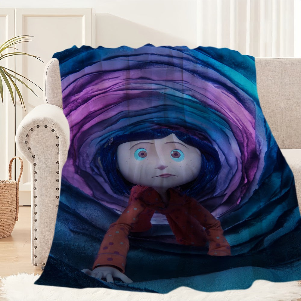 Cartoon C-Coraline Movie Blanket Plush Nap Sofa rug for Living Room Warm Office Bedroom Birthday Home Travel Kid Gifts