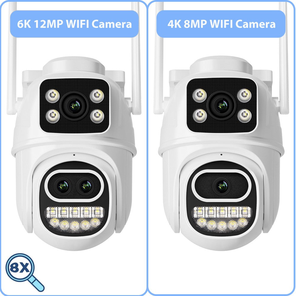 BESDER 6K 12MP Wifi Camera PTZ Dual Screen 8X Digital Zoom AI Auto Tracking Outdoor 8MP CCTV IP Camera Security Protection iCSee