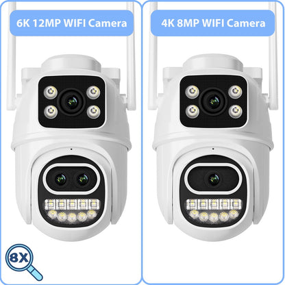 BESDER 6K 12MP Wifi Camera PTZ Dual Screen 8X Digital Zoom AI Auto Tracking Outdoor 8MP CCTV IP Camera Security Protection iCSee