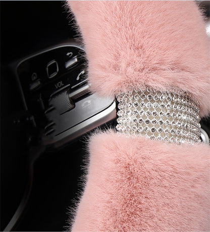 Capas de Carro Nova Capa de Volante Protetora Antiderrapante de Camurça Capa de Volante Universal Quente Rosa 38CM