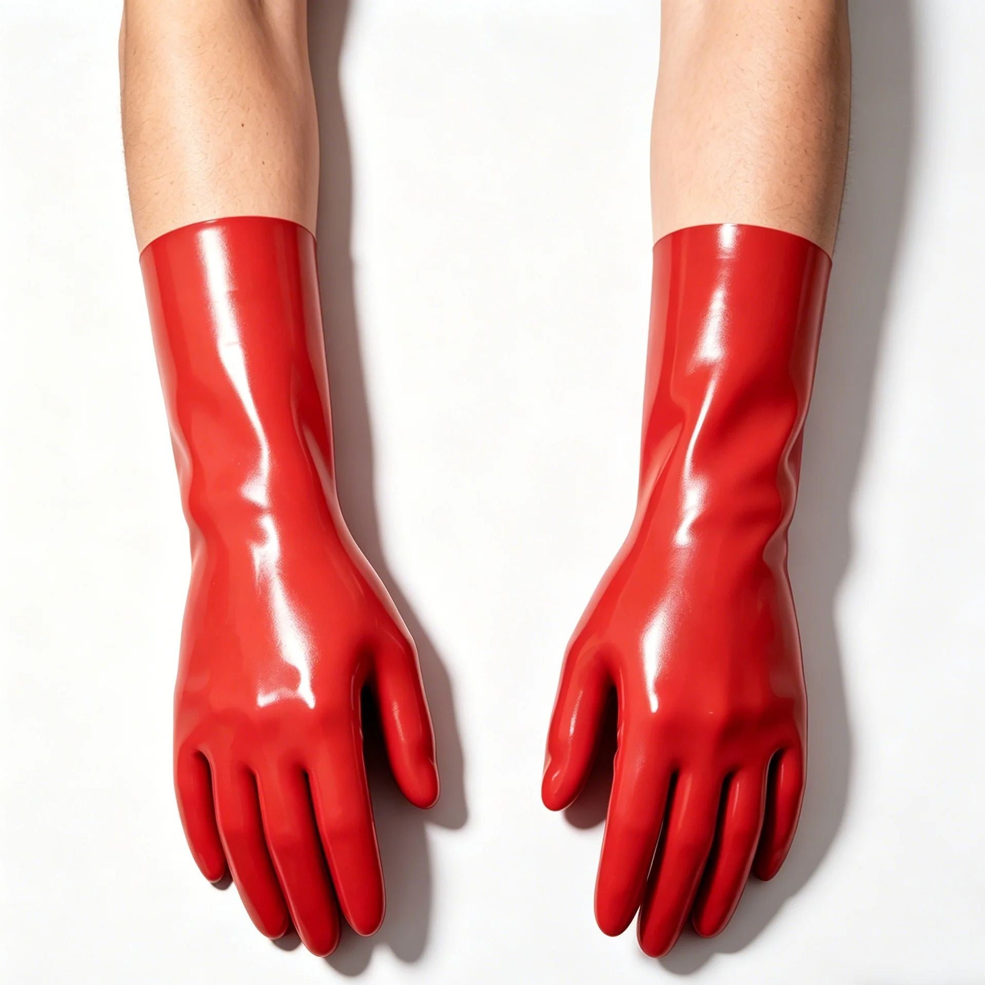Red Shiny Latex Short Gloves Unisex Rubber Gloves for Cosplay Role Play