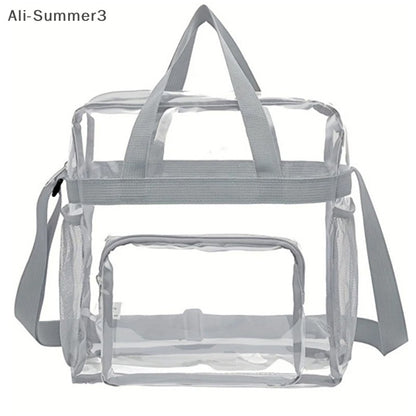 Large Capacity PVC Transparent Bag Portable Washing Bag Clear Tote Multi Pocket Handbag
