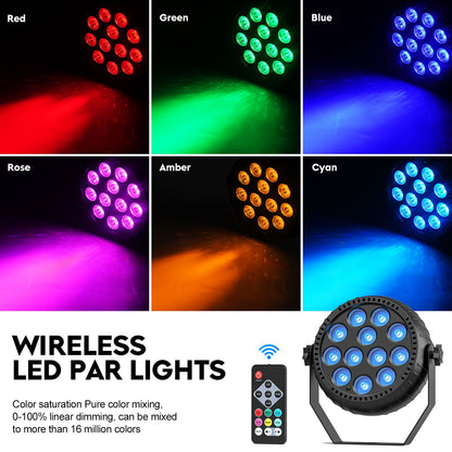 4PCS Par Light LED RGB Lights Stage Effect Lighting Projector DMX512 Sound Control DJ Disco Party Lights for Bar Club Theater
