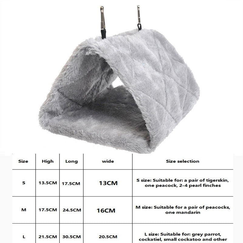 Cama de Pássaro de Inverno para Animais de Estimação Gaiolas de Papagaio Quente Pelúcia Rede Cabana Tenda Cama Caverna Suspensa para Dormir e Chocar Acessórios para Pássaros