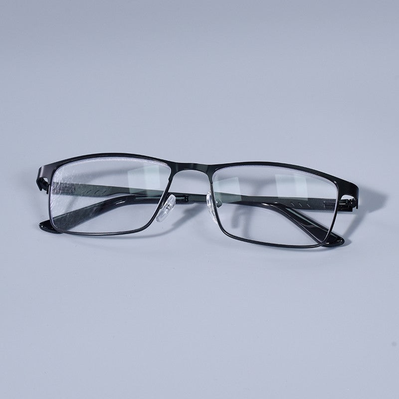 Homens Quadrados Metal Armação Grande Leitura Dobradiça de Mola Óculos de Presbiopia Bloqueio de Luz Azul Proteção Ocular Óculos +75+125+175+4