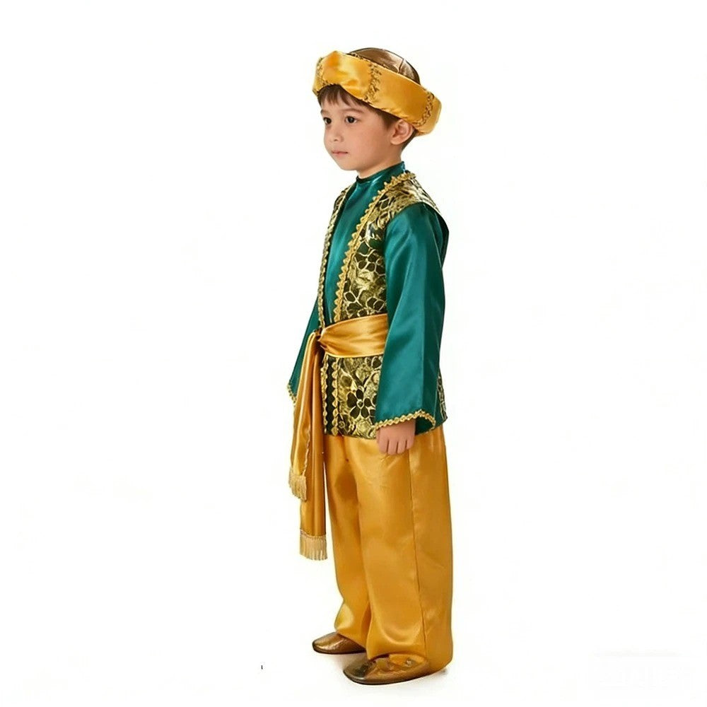 Boys India Arab Aladdin Cosplay Lamp genie costume Masquerade Party Halloween Carnival Party Costumes Arabian Prince Costume
