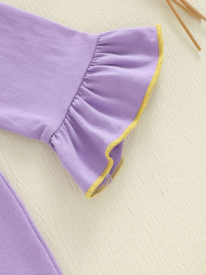 Suefunskry Baby Girl Mardi Gras Themed Romper Letter Crown Embroidery Long Sleeve Round Neck Jumpsuit with Bow Headband