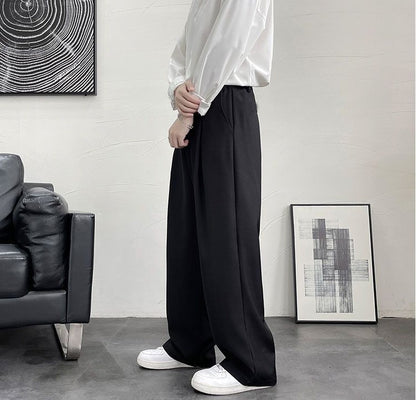 Trousers For Men Brown Fluid Draped Baggy Stylish Tailoring Summer 2025 Man Suits Pants Clothing Premium Thin Casual Up