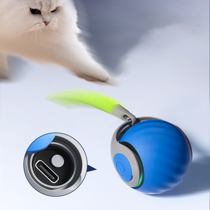 Bola de Brinquedo Inteligente para Gatos com Pena - Bola Elétrica Automática para Gatos com Movimento Ativo para Animais de Estimação