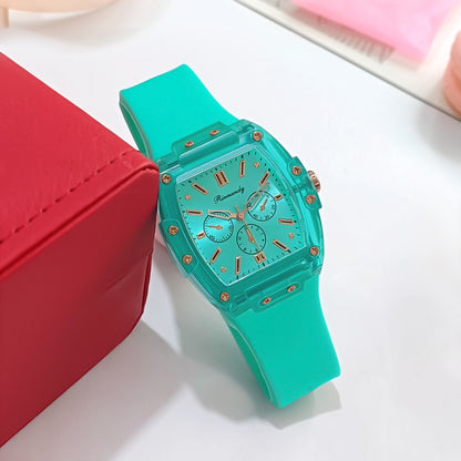 Cross border foreign trade new sports and leisure square silicone scale three eye women's quartz watch manufacturer in stock