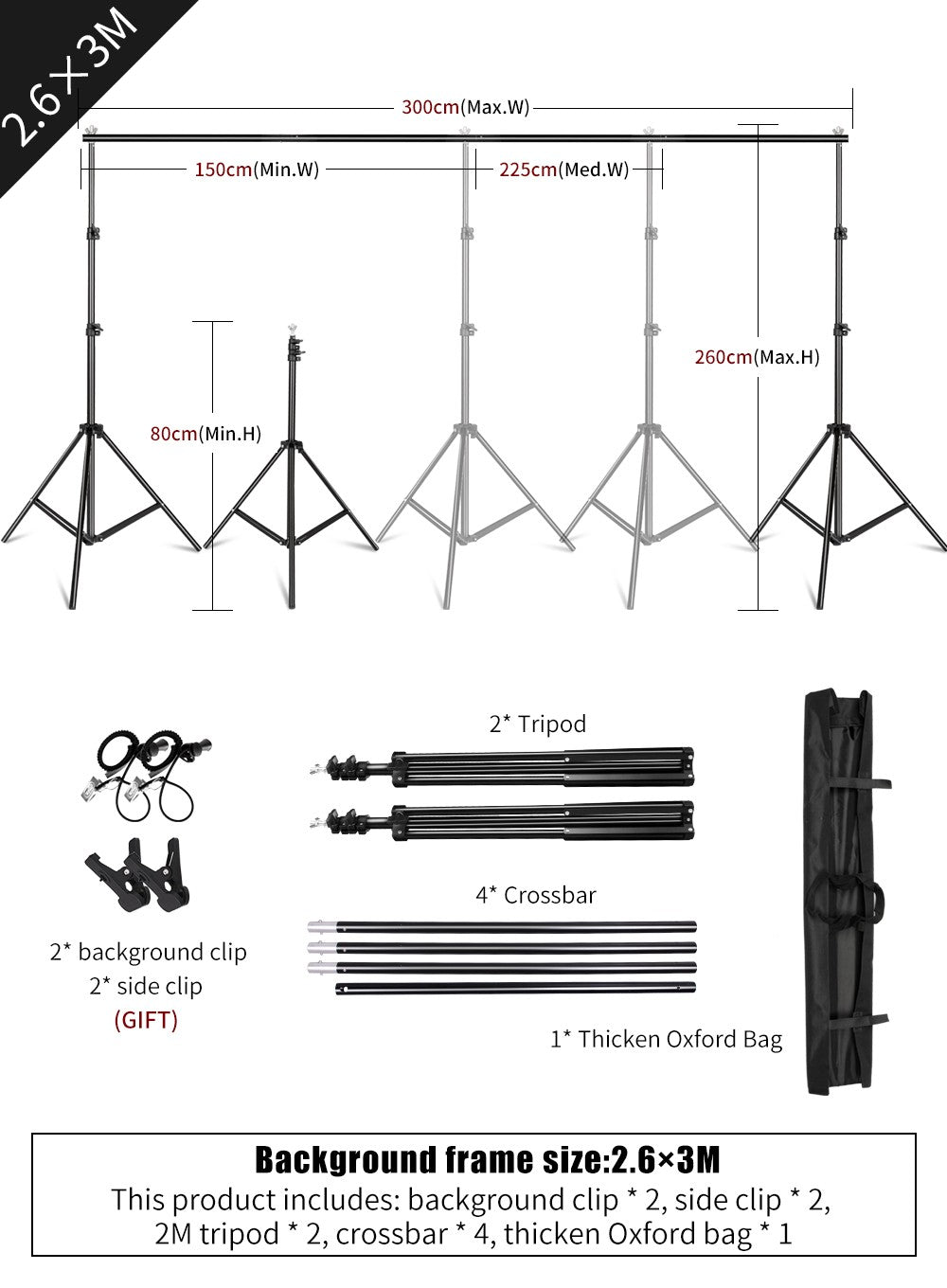 Photography Backdrop Stand Photo Studio Background Backdrops Chromakey Green Screen Support System Frame Carry Bag Light Kits