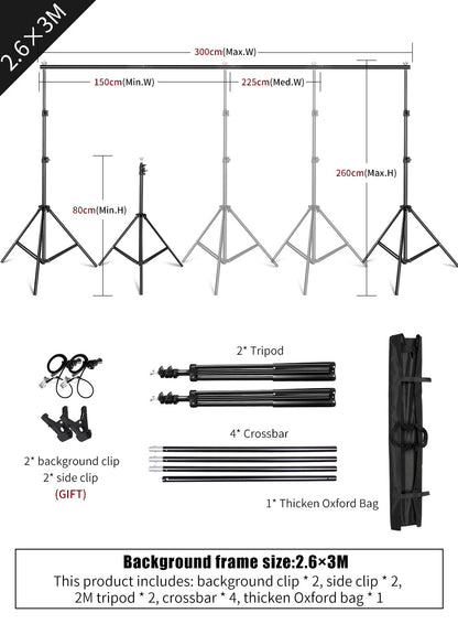 Photography Backdrop Stand Photo Studio Background Backdrops Chromakey Green Screen Support System Frame Carry Bag Light Kits