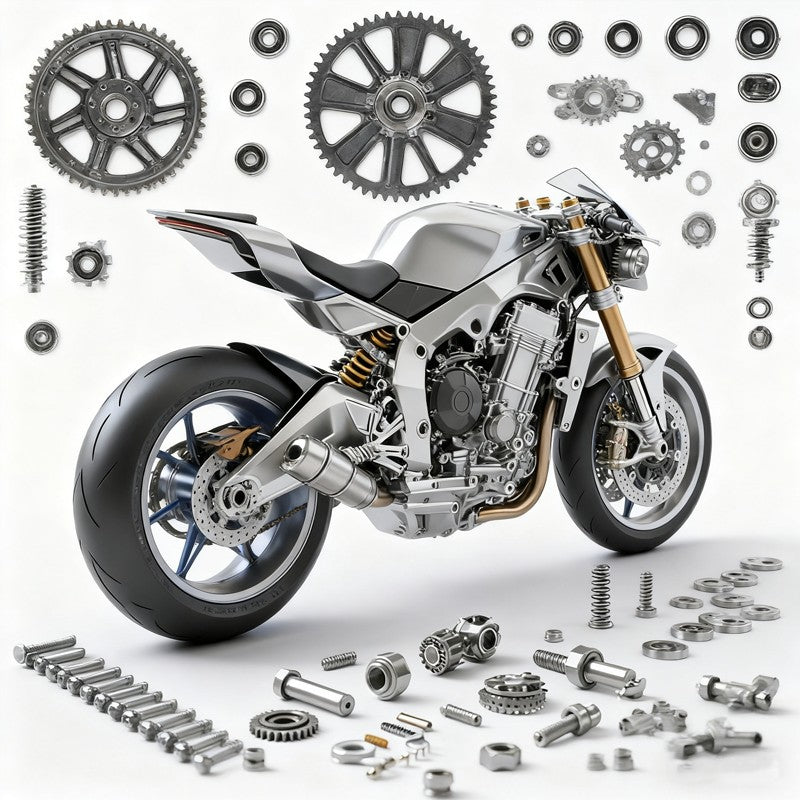 Peças Personalizadas para Motocicletas CNC Usinagem de Alta Precisão Motor Freio Suspensão Roda Coroa Componentes de Manetes de Freio Serviço OEM