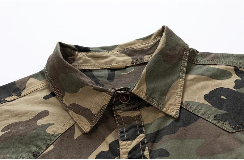 2024 New 95% Cotton Men's Shirt Camouflage Long Sleeve Drop Shoulder Button Pockets Cowboy Loose Casual Work Jeans Shirts