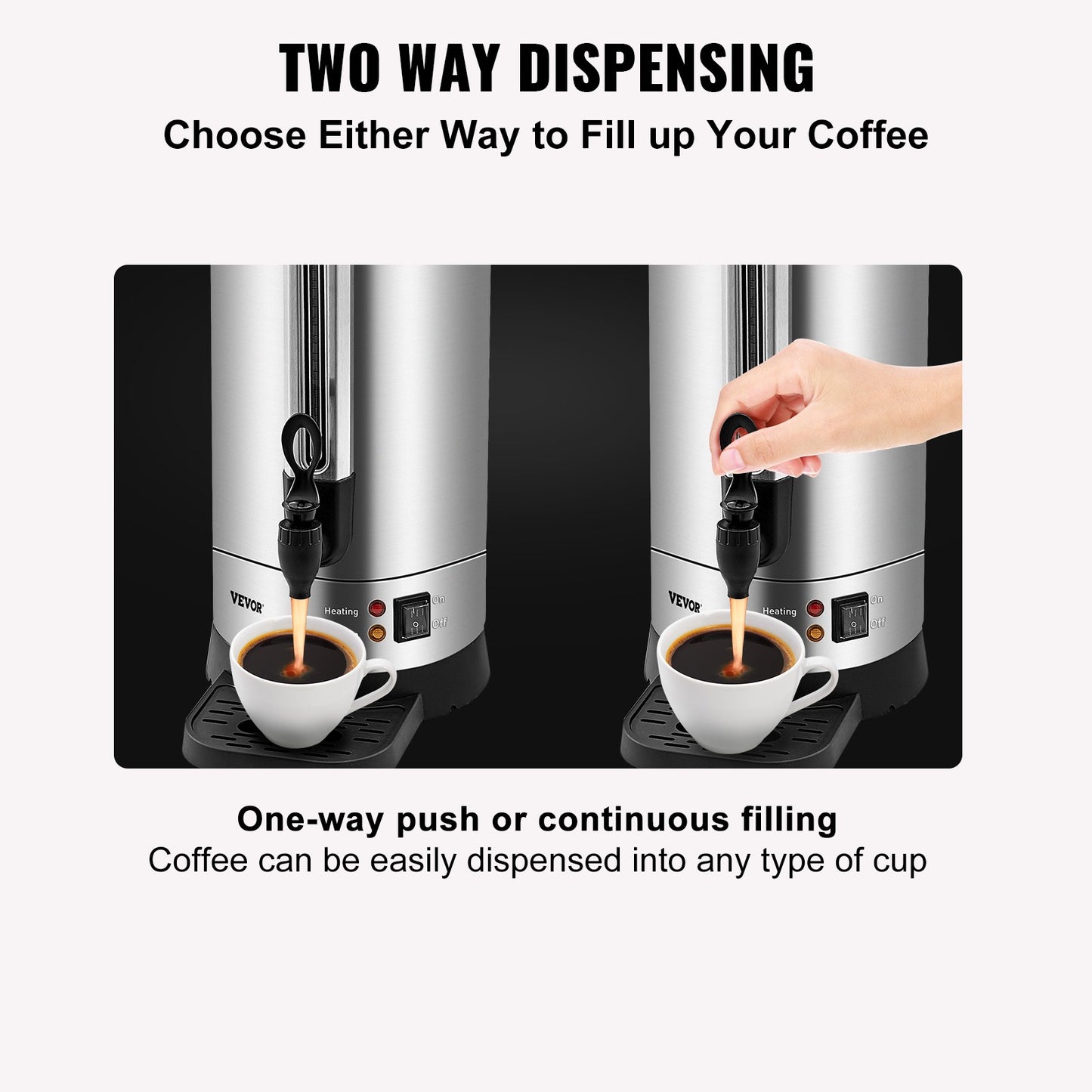SucceBuy 65/110 Cups Stainless Steel Coffee Thermos Urn Commercial Hot Water Dispenser for Camping Fast Brewing Easy Cleaning
