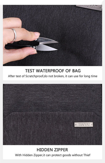 TINYAT Man's Simple Waist Bag Water Resistant Shoulder Bag Business Crossbody Bag work outdoor  for Daily Use Travel Office