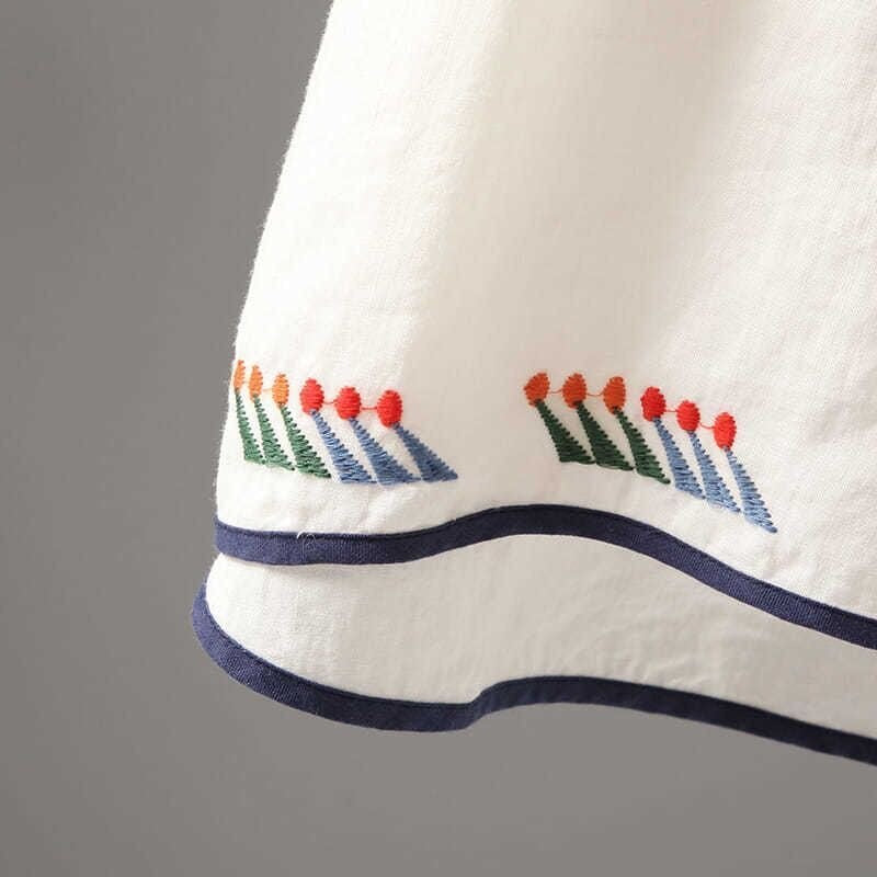 Luxury Embroidery Floral Tees Women Chinese Style Classic Loose Shirts Casual Vintage O Neck Short Sleeve Summer Blouse Tops