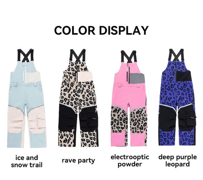 VECTOR Thick Men Women Ski Pants Straight Overalls Jumpsuit Skiing Bib Waterproof Winter Warm Windproof Outdoor Sports Snowboard