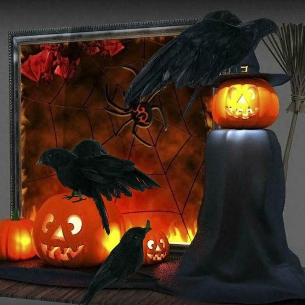 Simulação de Corvo Preto de Halloween Corvo Preto de Halloween Adereços de Corvo Simulação Pássaro Falso Festival Fantasma Decoração de Halloween Brinquedos Assustadores