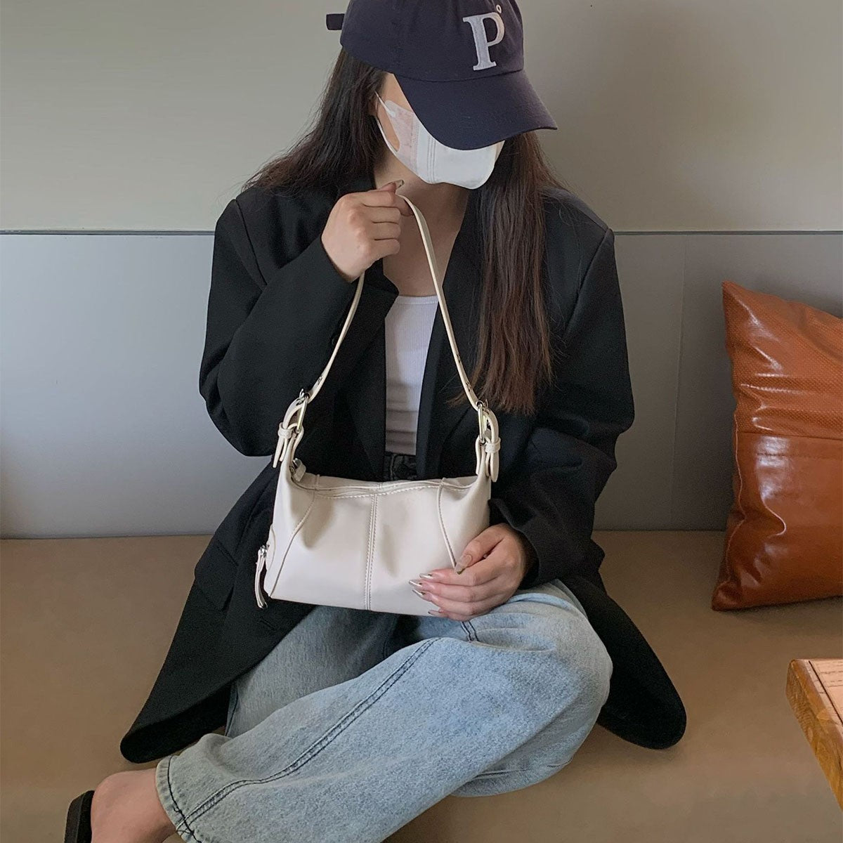 Y2K Style Shoulder Bag Shoulder Purse For Girls Street Wear For Women Trendy Motorcycle Handbag Minimalist