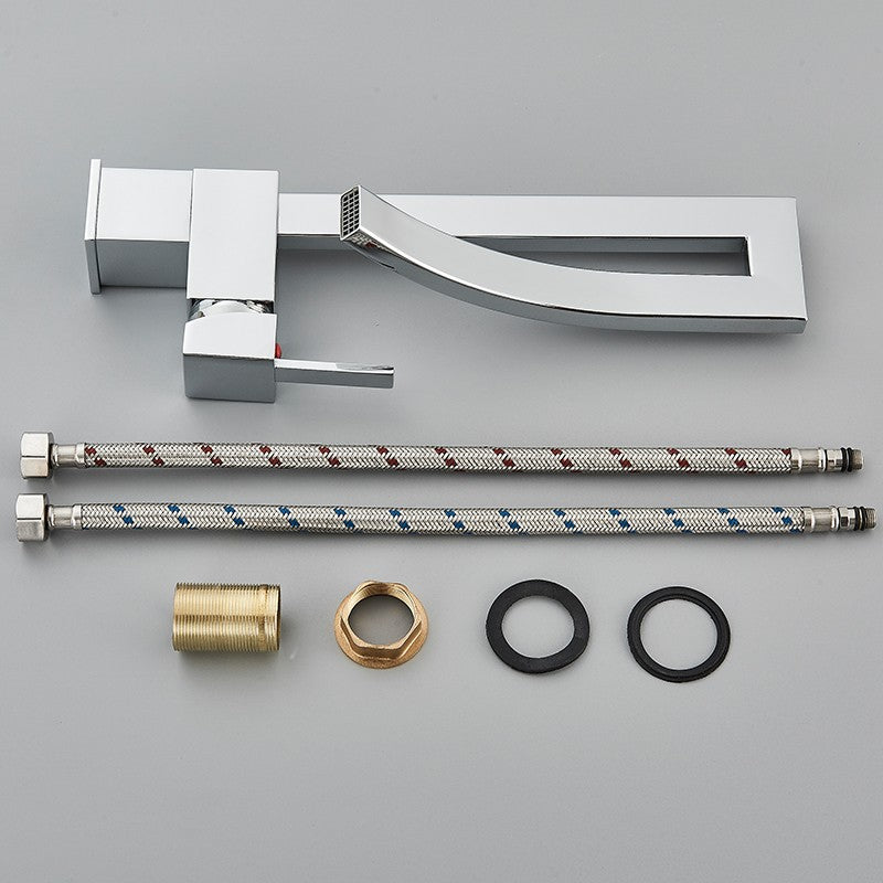 Bathroom Basin Faucet Brass Deck Mounted Mixer Taps Single Handle Single Hole Hot Cold Water Mixers Tap