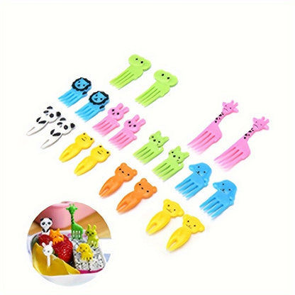 Conjunto de 10 Garfos Fofos Mini de Alta Qualidade com Tema de Animais e Frutas, Conjunto de Garfos de Frutas Reutilizáveis com Tema de Desenho Animado para Festa de Natal, Lanches, Bolos e Sobremesas