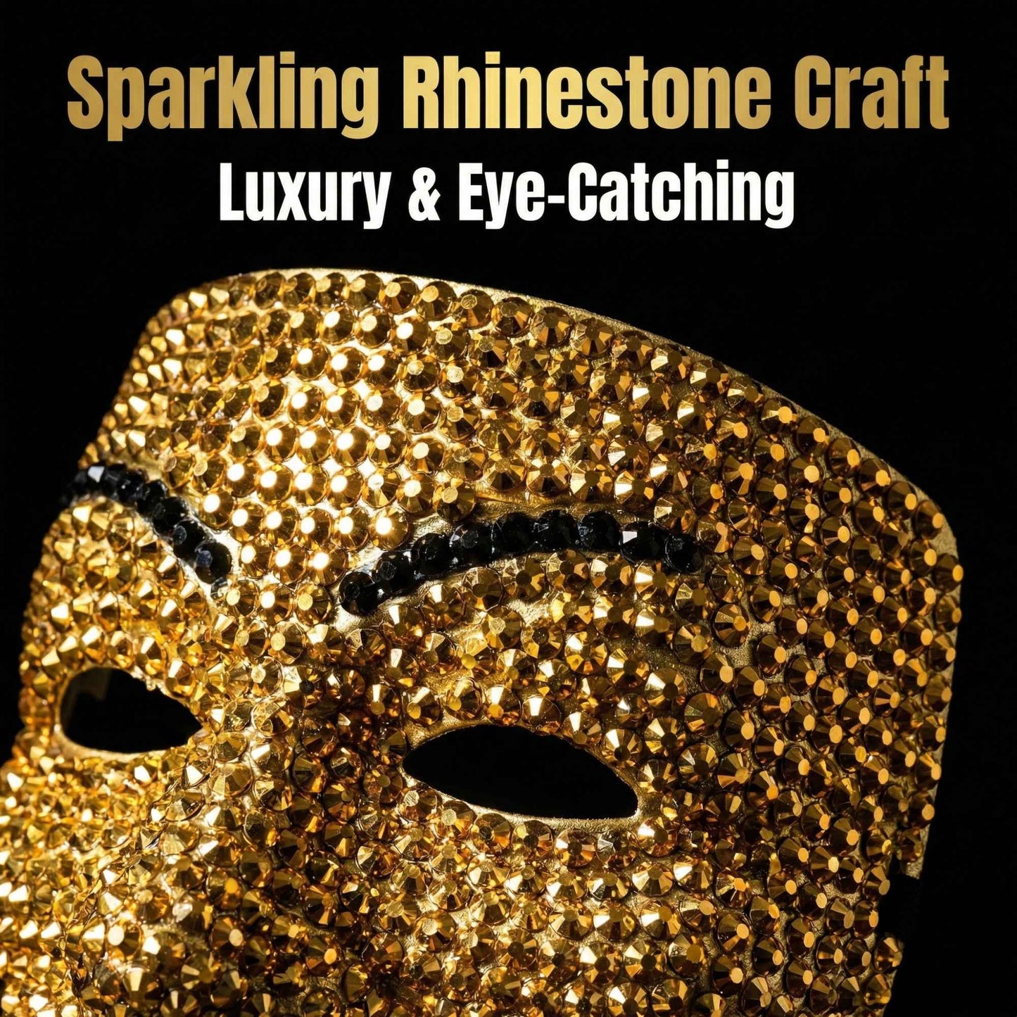 New DIY Handmade Rhinestone Party Mask, Masquerade Carnival Face Mask, Stage Performance Prop, Suitable for Men and Women