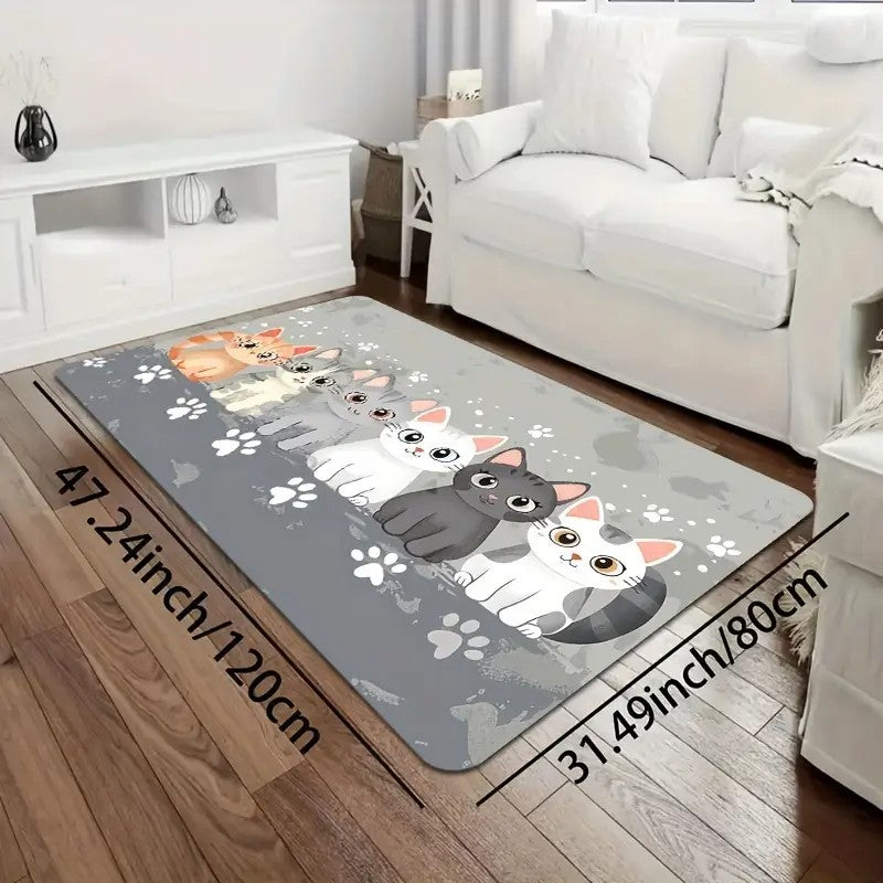 VIKAMA Cartoon Cat Paw Non-Slip Washable Floor Mat--Game Room Rug for Living Room, Bedroom,Home Decor, With Bathroom Accessories