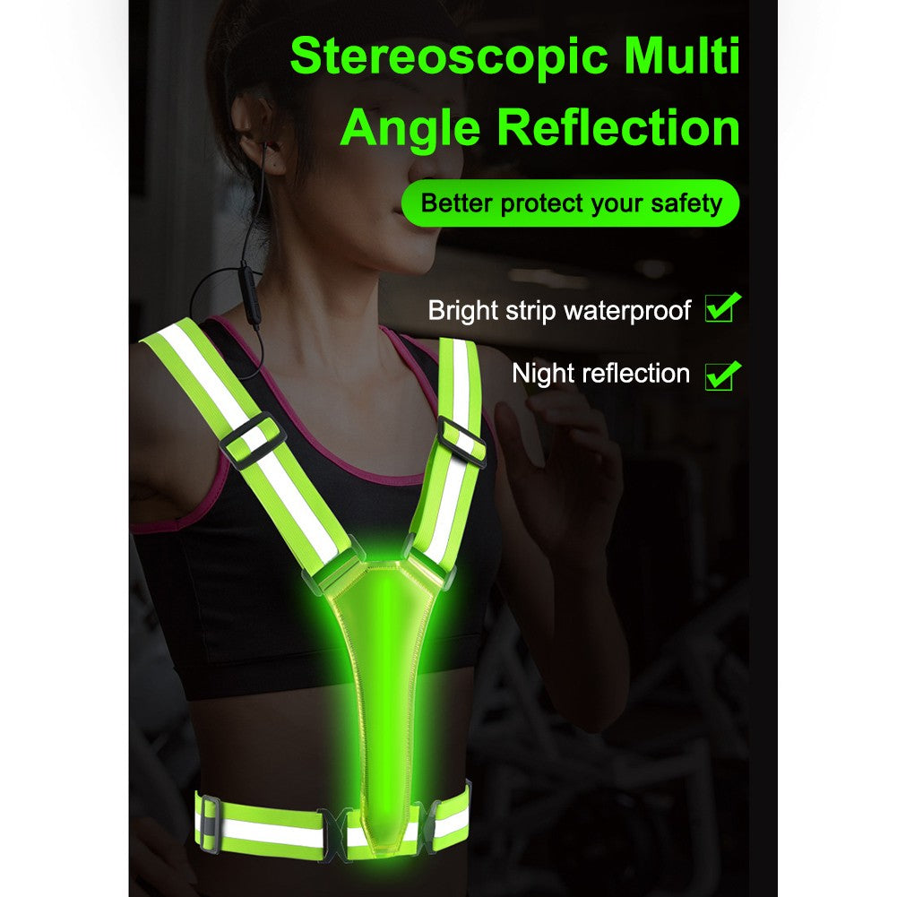 Rechargeable/Battery Adjustable Reflective Security Vests High Visibility Running Vest LED Safety Running Vest for Runners Night