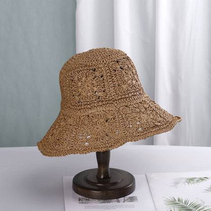 Womens Straw Hats crochet hat bucket hat  UV Protection Sun Visor Beach Hats Women Visors Foldable Female Women Summer Sun hat