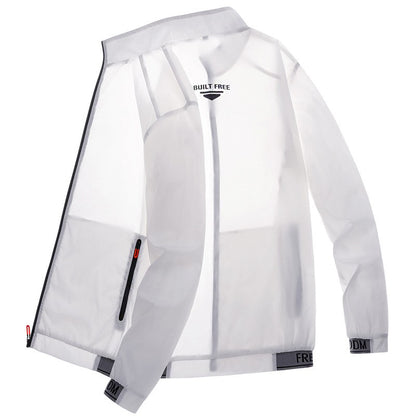 Men's sun protection clothes for summer ultra-thin breathable ice silk trendy fashion UV resistant air conditioning jacket jacke