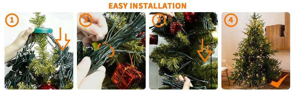 1.5M/2M/3M LED Ring Christmas Tree Tops Lights Decoration Tree Lights String for Patio Garden Outdoor Waterproof Waterfall Light