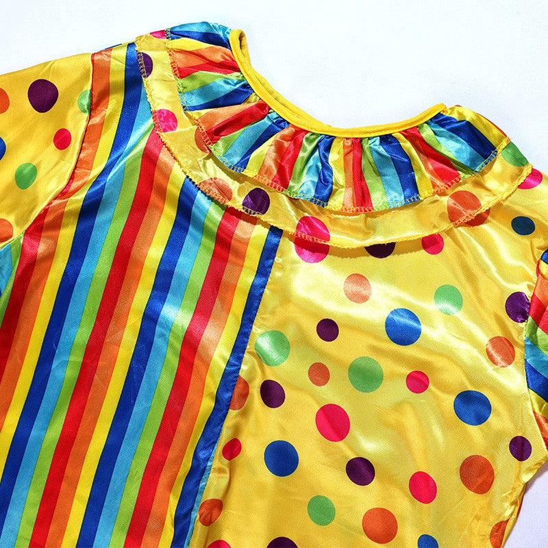 Adult Rainbow Clown Jumpsuit Featuring A Bright Colorful Pattern Funny Clown Costume Set for Height 165-185cm
